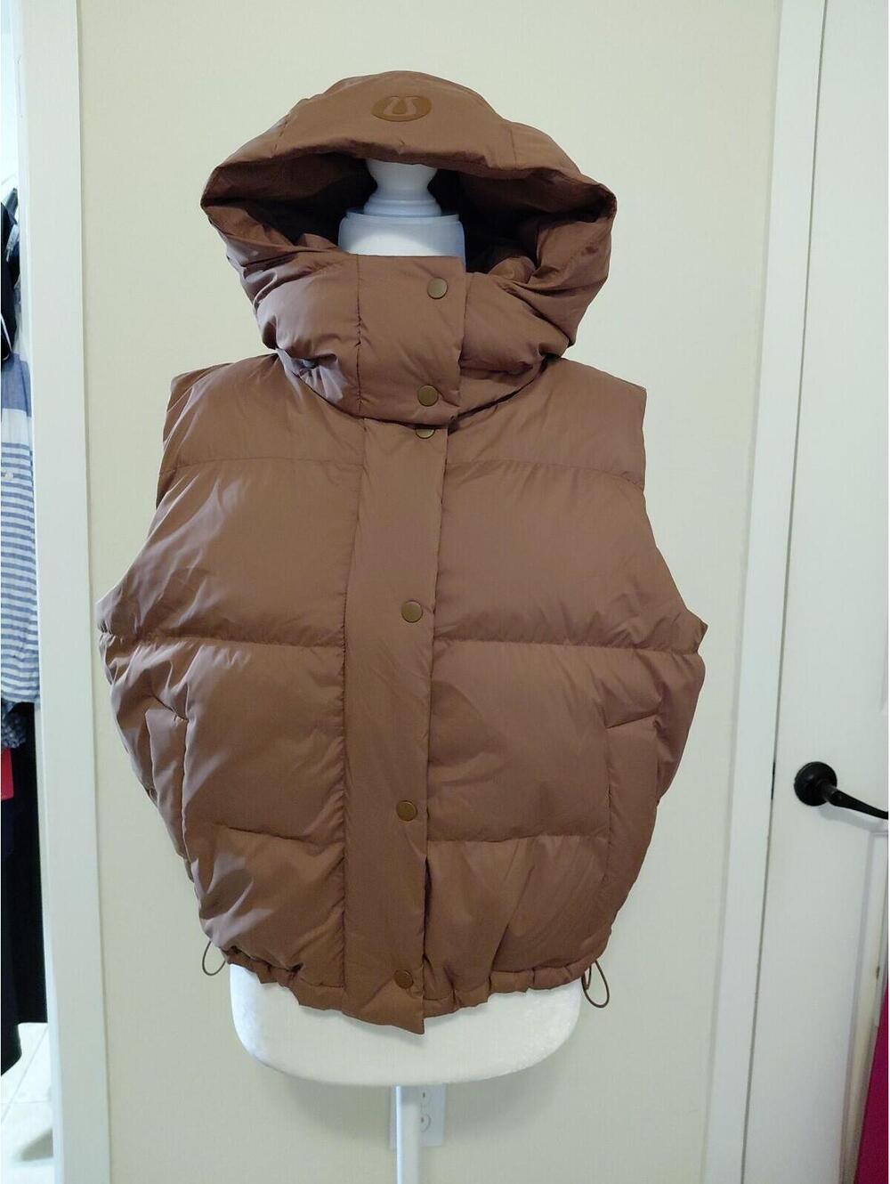 Lululemon Wunder Puff 600 Down Filled Cropped Vest 8 Brown Excellent Condition